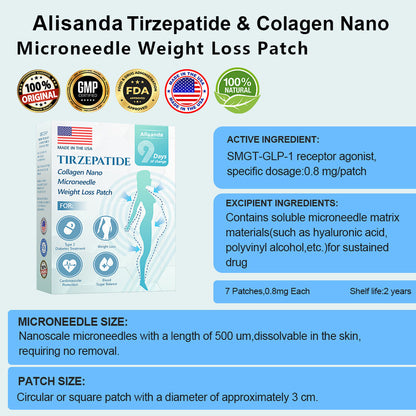 🔥 Best Seller- SMGT-GLP-1 𝐓𝐢𝐫𝐳𝐞𝐩𝐚𝐭𝐢𝐝𝐞 & 𝐂𝐨𝐥𝐥𝐚𝐠𝐞𝐧 𝐍𝐚𝐧𝐨 𝐌𝐢𝐜𝐫𝐨𝐧𝐞𝐞𝐝𝐥𝐞 𝐖𝐞𝐢𝐠𝐡𝐭 𝐋𝐨𝐬𝐬 𝐏𝐚𝐭𝐜𝐡丨Targets Obesity, Loose Skin, High Blood Pressure, Diabetes, Fatty Liver, Joint Pain, Brain Fog, Low Energy, Body Aches, and More