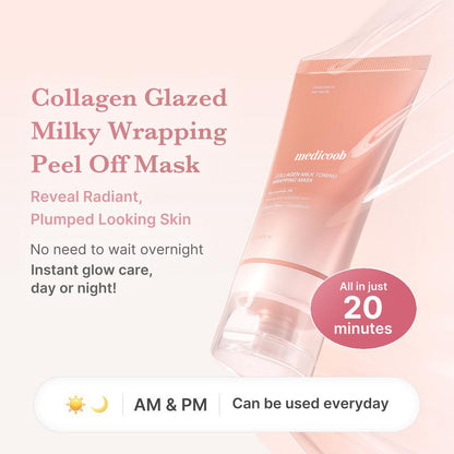 Milky Glow Lock Collagen Duo l Collagen Glazed Milky Glow Wrapping Mask (20-Min Use) + Collagen Glow Booster Milk Serum for Hydration & Radiance