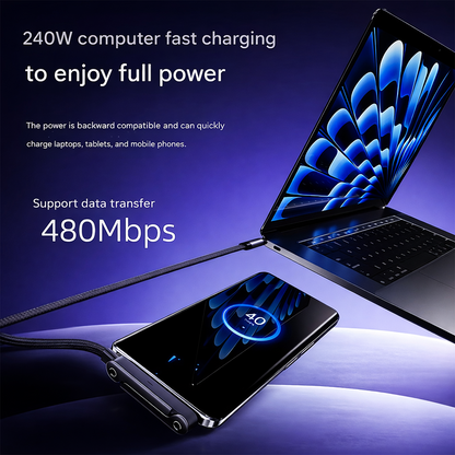 🔥2-in-1 Invisible Holder Charger Cable|240w super fast charging Fast Charging Cord,Supports PD & QC Fast Charging for Compatible Devices