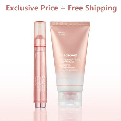 Milky Glow Lock Collagen Duo l Collagen Glazed Milky Glow Wrapping Mask (20-Min Use) + Collagen Glow Booster Milk Serum for Hydration & Radiance