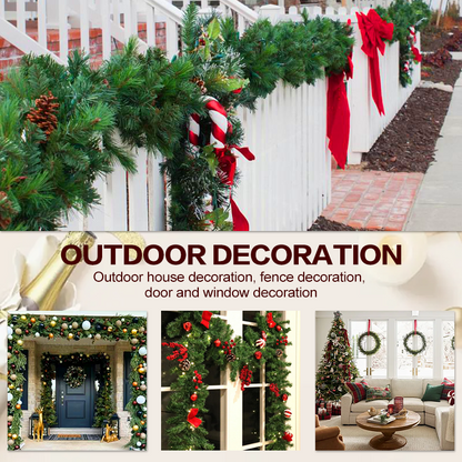 Christmas Garland Decoration 3-Pack with Free LED Light Strip for Fireplace, Staircase & Tree