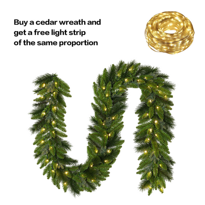 Christmas Garland Decoration 3-Pack with Free LED Light Strip for Fireplace, Staircase & Tree